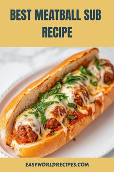 the best meatball sub recipe on a plate