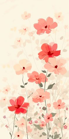 red and pink flowers on a white background