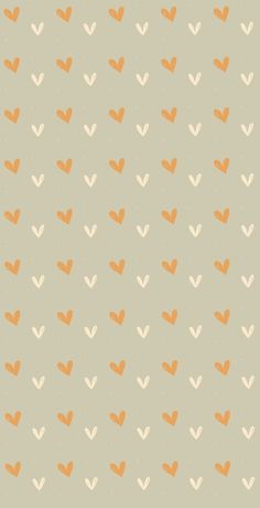 an orange and white wallpaper with hearts on the back ground, in different colors