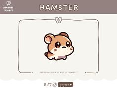 an animal sticker with the words hamster on it's face and head