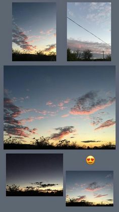 multiple pictures of the sky at different times of day