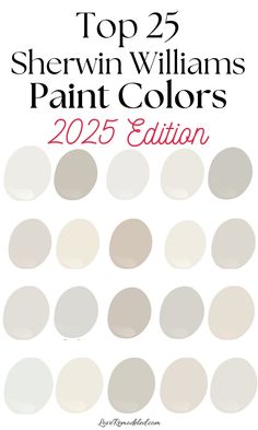 If you are trying to pick a paint color for 2025, checking out Sherwin Williams top 25 most popular paint colors is a great place to start. Restful White Sherwin Williams, Paint Colors 2025 Trends, 2025 Paint Color Trends Sherwin Williams, 2025 Wall Color Trends, 2024 Sherwin Williams Paint Colors, Paint Colors 2025, Top Sherwin Williams Paint Colors, 2025 Paint Colors, Paint Trends 2024