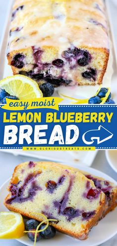 Lemon Blueberry Bread, easy summer recipes, homemade bread recipes, easy breakfast ideas, easy brunch ideas Lemon Bread Recipes, Bread Desserts, Blueberry Bread Recipe, Lemon Blueberry Loaf, Lemon Blueberry Bread, Lemon Bread, Blueberry Bread