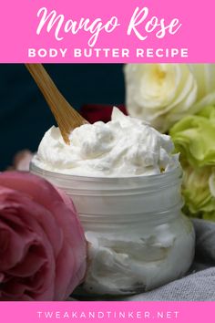 Mango Body Butter Recipe (Only 3 Ingredients) Whipped Mango Butter, Mango Body Butter, Diy Body Butter Recipes, Body Butter Recipe, Natural Skincare Recipes, Homemade Body Butter, Diy Body Butter