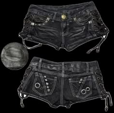 Studded Shorts Outfit, Affliction Pants, Diy Goth Clothes, Punk Fashion Diy, Studded Shorts, Thrift Inspo, Future Clothes, Shorts Outfit, Clothing Pieces