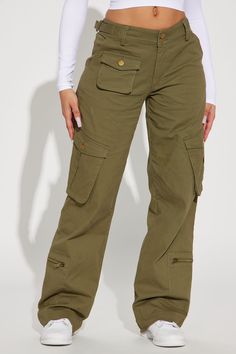 Available In Olive And Grey. Cargo Pant Cargo Pocket Detail Low Rise Button and Zip Closure Wide Leg Stretch 97% Cotton 3% Spandex Imported | High Standards Wide Leg Cargo Pant in Olive Green size 2X by Fashion Nova Plus Size Cargo Pants Outfit, Olive Green Jeans, Olive Fashion, Plus Size Cargo Pants, Cargo Pants Outfit, Leg Stretching, Cargo Pocket, Olive Color, Cargo Pant