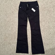 Brandy Melville John Galt Navy Low Rise Cargo Pants With Flared Bottoms And Pockets And 2 Buttons Size S Nwt Purchased From Pacsun Casual Fitted Pants With Buttons, Fitted Casual Pants With Buttons, Casual Full-length Bottoms With Button Closure, Casual Wide Leg Pants With Button Closure, Full Length, Casual Mid-rise Pants With Buttons, Trendy Mid-rise Pants With Buttons, Casual Full Length Pants With Buttons, Casual Full Length Buttoned Pants, Fitted Casual Bottoms With Buttons