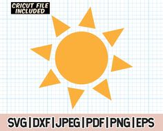 the sun is shown on top of a piece of graph paper with text that reads cricut file included