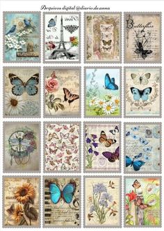 a collage of butterflies and flowers with words on them