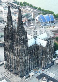 an aerial view of cologne cathedral in germany