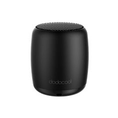 the black bluetooth speaker is shown on a white background