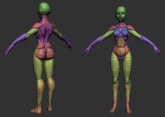 an image of a female body made out of different colored meshes and colors on it