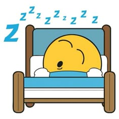 a cartoon character sleeping on a bed with the number 2 in front of him and his head