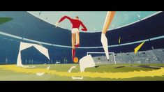 an animated image of a soccer player in the air