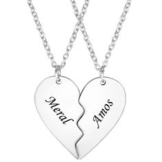 PRICES MAY VARY. HALF HEART NAME NECKLACE: You can customized any name you want and we will engrave the pendant in accordance with your request. You will get 2 pieces meaningful necklace HIGH QUALITY MATERIAL: High quality electroplating, stainless steel material. Two plating color, silver and gold plated. The color of the necklace will last for a long time PERFECT SIZE: Each heart half pendant size (LxH): 17mmx31mm/0.67"x1.22"; Necklace length: 45cm+5cm(17 6/8"+ 2");. You can adjust the length Puzzle Necklace, Key Heart, Bff Necklace, Half Heart, Best Friend Necklace, Red Heart Patterns, Meaningful Necklace, Heart Puzzle, Friendship Necklace