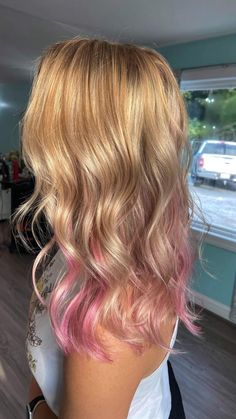 October 💗 #breastcancerawareness | Pink blonde hair, Pink hair, Hair color underneath Hair Pink Underneath, Highlights Pink Hair, Hair Streaks Blonde, Pink Underneath Hair, Blonde And Pink, Underdye Hair, Pink Hair Streaks