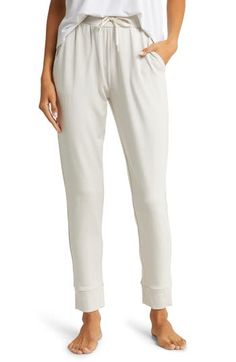 These ultrasoft and breathable joggers with an elastic/drawstring waist are the perfect go-to when you want to cozy up on the couch. 70% viscose, 26% acrylic, 4% spandex Machine wash, tumble dry Imported Relaxed Fit Drawstring Sweatpants For Lounging, Lounging Sweatpants With Drawstring And Relaxed Fit, Relaxed Fit Drawstring Joggers For Loungewear, Comfortable Loungewear Activewear With Drawstring, Stretch Sweatpants With Comfort Waistband For Relaxation, Comfortable Cozy Fit Joggers For Leisure, Cozy Fit Comfortable Joggers For Leisure, Comfortable Cozy Fit Joggers For Lounging, Relaxed Sweatpants With Elastic Cuffs For Loungewear