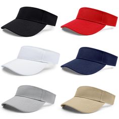 PRICES MAY VARY. 【PREMIUM MATERIAL】The sun visor hats is made of polyester, lightweight, breathable, sweat-absorbent, sun-proof and durable, great for outdoor sports, keep the sun out of your eyes. Hand wash is recommended. 【VISOR HATS SIZE】One size fits most people, the length of brim is about 3", the height of forehead is about 2.3", the height of the brim gradually decreases from front to back. The adjustable closure on the back of the hat, allows you to freely adjust (from 22" to 23.6") acco Sun Visor Hat, Outdoor Cap, Cap Hats, Sun Protection Hat, Marketing Collateral, Play Tennis, Visor Hats, Structure Design, Sun Visor