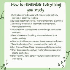 a sign that says how to remember everything you study