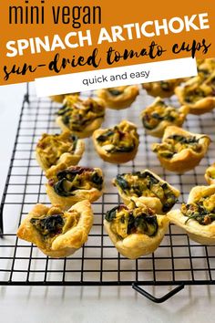 side angled view of the cups on a cooling tray. Spinach Appetizers, Vegan Party Snacks, Best Vegan Snacks, Vegan Finger Foods, Vegan Party Food, Best Appetizer Recipes, Crescent Dough, Vegan Side Dishes