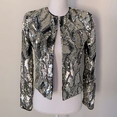 Worn Once, Excellent Condition Sequin Jacket, Alice Olivia, Blazer Suit, Limited Time, Suit Jacket, Sequin, Jackets & Coats, Jackets For Women, Silver