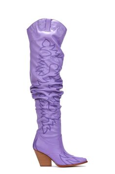 PRICES MAY VARY. Rubber sole Light Purple Boots, Purple Knee Boots, Spray Paint Shoes, Purple Over The Knee Boots, Colorful Cowboy Boots, Lavender Thigh High Boots, Dress Boots For Women, Butterfly Boots, Fitted Purple Western Boots