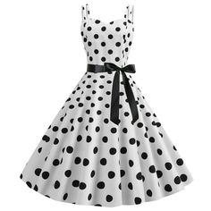 Classic Women Vintage 1950s Rockabilly Audrey Dress: Women's vintage polka dot summer sleevesless audrey dresses causal wedding birthday party tea A-line swing kentucky derby dresses, retro polka dots knee length slim fit high waist A-line dress 1950s dresses for women, great as wedding guest party dress evening party gown, tea party dress formal dress bridesmaid homecoming dress cocktail dresses confirmation dresses.  Fabric: All-over dot print and vintage elements, 50's 60's style vintage cocktail dress for women, made of high quality fabric, with great soft hand-feeling, very breathable and skin-friendly, very cool and comfortable to wear in hot summer days, let you enjoy the relaxing holidays. Classic and iconic style that will never be out of fashion.  Design: Vintage polka dots dress Rock Dress, Polka Dot Summer Dresses, Vintage Polka Dot Dress, Robes Glamour, Audrey Dress, Robes Vintage, Polka Dots Fashion, Rockabilly Dress, Vestidos Vintage