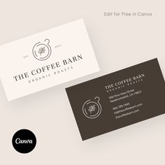 the coffee barn logo and business card designed by graphic studio, for an organic roasting company