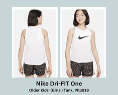 This image presents Nike Dri-FIT One
Older Kids' (Girls') Tank. Nike Tank, Tank Girl, An Animal, Keep Your Cool, Nike Dri Fit, Warm Weather