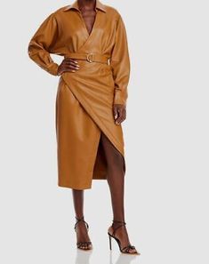 Great Shopping $475 Nicholas Women's Brown Gayle Faux Leather Belted Wrap Front Dress Jacket 0, Women's Clothing Brown Fall Party Outerwear, Fall Belted Knee-length Outerwear, Fall Faux Leather Dress For Night Out, Faux Leather Dress For Night Out In Fall, Knee-length Belted Fall Outerwear, Knee-length Belted Outerwear For Fall, Fall Knee-length Belted Outerwear, Faux Wrap Dresses For Fall Workwear, Spring Formal Faux Leather Outerwear