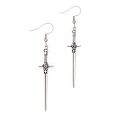 PRICES MAY VARY. GOTHIC SWORD EARRINGS: Our handcrafted sword earrings are trendy today, full of character, and they give you a dangling, eye-catching look. It's a fantastic Halloween accessory, too. MATERIALS: Meticulously crafted from high-quality zinc alloy with an antique silver finish. SIZE AND LENGTH: The Sword Pendant Measures 0.47 in width, 2.36 inches in length PERFECT GOTH GIFT: Perfect Sword Earrings gift on birthday, party, Halloween New Year, Valentine's Day, Mother's Day, Thanksgiv Dagger Earring, Knife Earrings, New Year Jewelry, Earrings Goth, Dagger Earrings, Earrings Gothic, Goth Earrings, Dagger Knife, Gothic Earrings