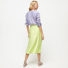 J.Crew: Pull-on Slip Skirt For Women Spring Maxi Skirt With Relaxed Fit, Feminine Lined Maxi Skirt, Feminine Relaxed Skirt For Spring, Feminine Spring Skirt With Relaxed Fit, Spring Feminine Relaxed Skirt, Lined Long Skirt For Spring, Spring Lined Long Skirt, Spring Long Lined Skirt, Chic Spring Wrap Skirt With Gathered Detail