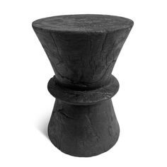 a black stool made out of wood on a white background