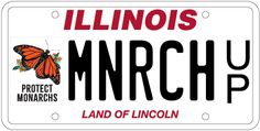 a license plate with an image of a butterfly and the words mnrch up on it