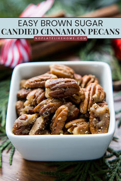 These easy recipe for brown sugar candied cinnamon pecans is made with just a few simple ingredients with little prep work. They’re so tasty and addicting with their crunchy coating!  Plus, they’re perfect for gift giving and to serve at any holiday table and are gluten free.