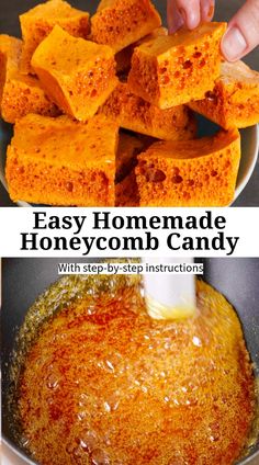 easy homemade honeycomb candy with step - by - step instructions to make it at home