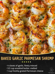 the baked garlic parmesan shrimp is ready to be eaten