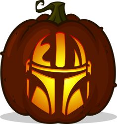 a star wars pumpkin with the symbol boba fett on it