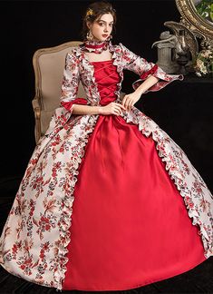 Renaissance Colonial Red Floral Princess Victorian Dress   Condition: Brand New  Color: amp;nbsp; As Picture  Material: Satins And Lace  Silhouette: Ball Gown  Sleeve Length: Half amp;nbsp; Sleeve  Dresses Length:Floor-Length  Neckline: Square-Collar  Decoration: Printed  Style: Vintage   Includes: Dress    amp;nbsp; Victorian Dress Costume, Gown Patterns, Masquerade Party Dresses, Masquerade Ball Gown, Tudor Dress, Princess Evening Dress, Antoinette Dress, Prom Ball Gown, Gown Pattern