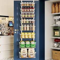 【Optimal Size and Load Capacity】Recommended pantry depth: >5.5 inches, with hooks suitable for most door thicknesses (1.78 inches). Overall dimensions: 74.4 inches high and 15.3 inches wide, each shelf holds 14 lbs, totaling 112 lbs for 8 layers. Metal Spice Rack, Pantry Door Storage, Door Pantry Organizer, Office Bathrooms, Pantry Door Organizer, Organizer Pantry, Hanging Spice Rack, Pantry Organizer, Kitchen Spice Racks