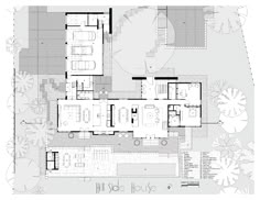 the floor plan for an office building with multiple floors and several rooms, all in different sections