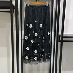 Olivia Mark - Luxurious Ostrich Feather Flower Embellished Lace Halterneck Midi Skirt Feather Flower, Half Skirt, Ostrich Feather, Ostrich Feathers, Olivia Mark, Sleeve Type, Midi Skirt, Types Of Sleeves, Sleeve Length