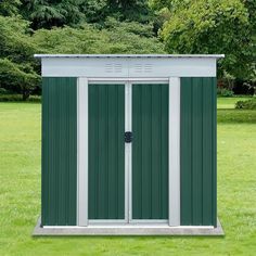 A garden shed is a shed with a roof that has two sloped sides that meet in the middle at the highest point. The pointed roof means that rainwater can trickle off. Transitional Modern Farmhouse, Metal Storage Sheds, House Shed, Storage Sheds, Garden Terrace, Metal Shed, Living Room Tv Stand, Outdoor Essentials, Outdoor Storage Sheds