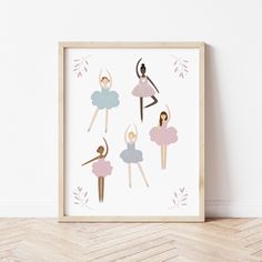 an illustration of ballet dancers in pink and blue