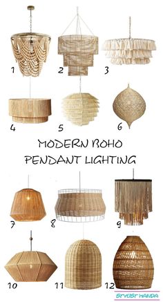 the different types of hanging lights are shown