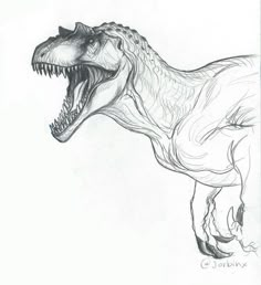 a drawing of a dinosaur with its mouth open