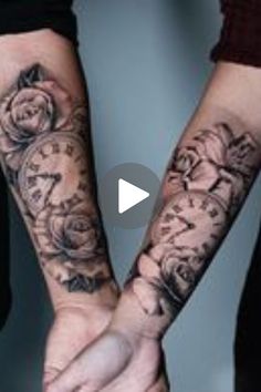 two people holding hands with tattoos on their arms