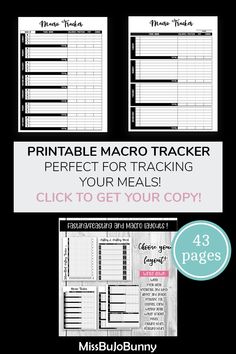 the printable macro tracker for tracking your meals