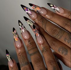 #nails #naildesign #nailart #nailsoftheday #summer2024 #flowers #summerstyle #orchids #almond #nails #stilettos Acrylic Toe Nails, Colored Acrylic Nails, Glow Nails, French Acrylic Nails, Classy Acrylic Nails, Almond Acrylic Nails, Soft Nails