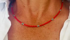 Made of 925K sterling silver,  14K gold coral, turquoise 16 inch + 1.5 inch ext Coral Bead Necklace, Coral Beads Necklace, Gemstone Beaded Necklace, Red Necklace, Coral Jewelry, Necklace Beaded, Necklace Gemstone, Beaded Accessories, Coral Beads